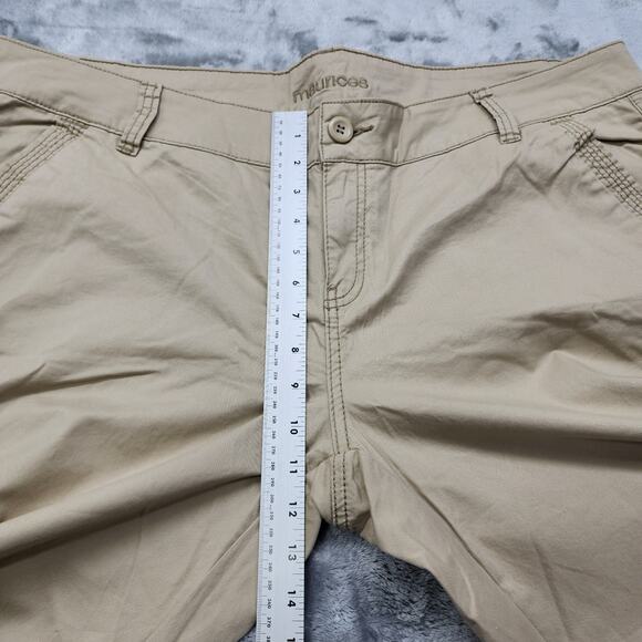 Maurices Pants Womens 20 LONG Tan Khaki Stretch Cotton Mid Rise Bootcut Flare - Picture 10 of 13